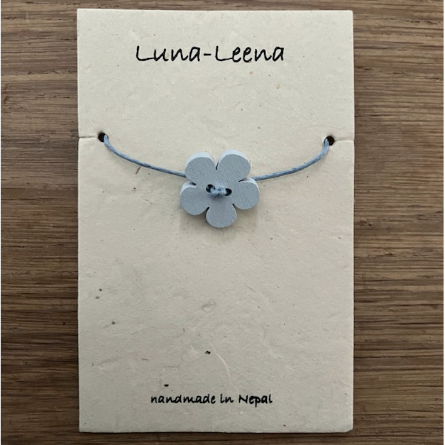 Luna-Leena kinderarmband bloei blauw - handgemaakt in Nepal