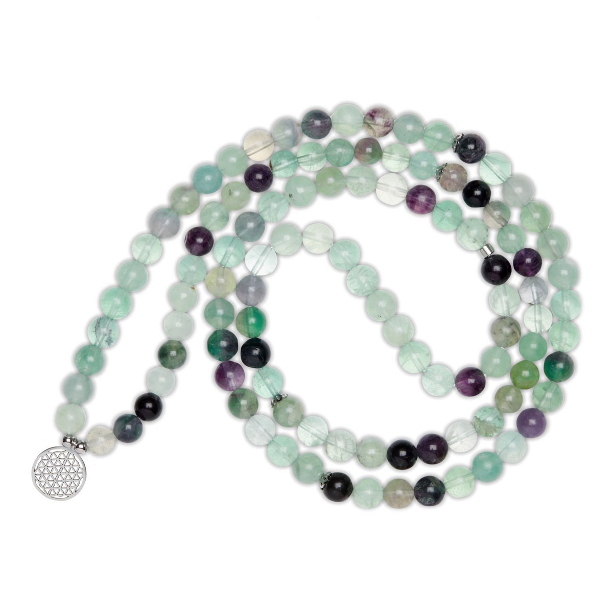 "Genius" Mala bracelet with 108 rainbow fluorite beads