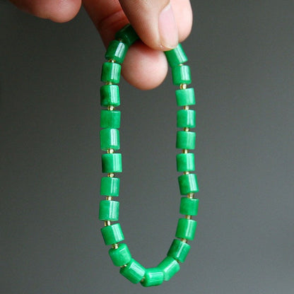 Minimalist Vibrant Green Jade Bead Bracelet - AAAA Quality