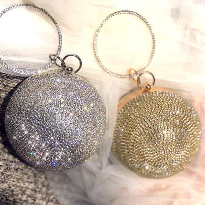 Luxury Ball Clutch-Bling Bling Diamonds-Gold and Silver