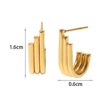 Minimalist U-shape gold stud earrings