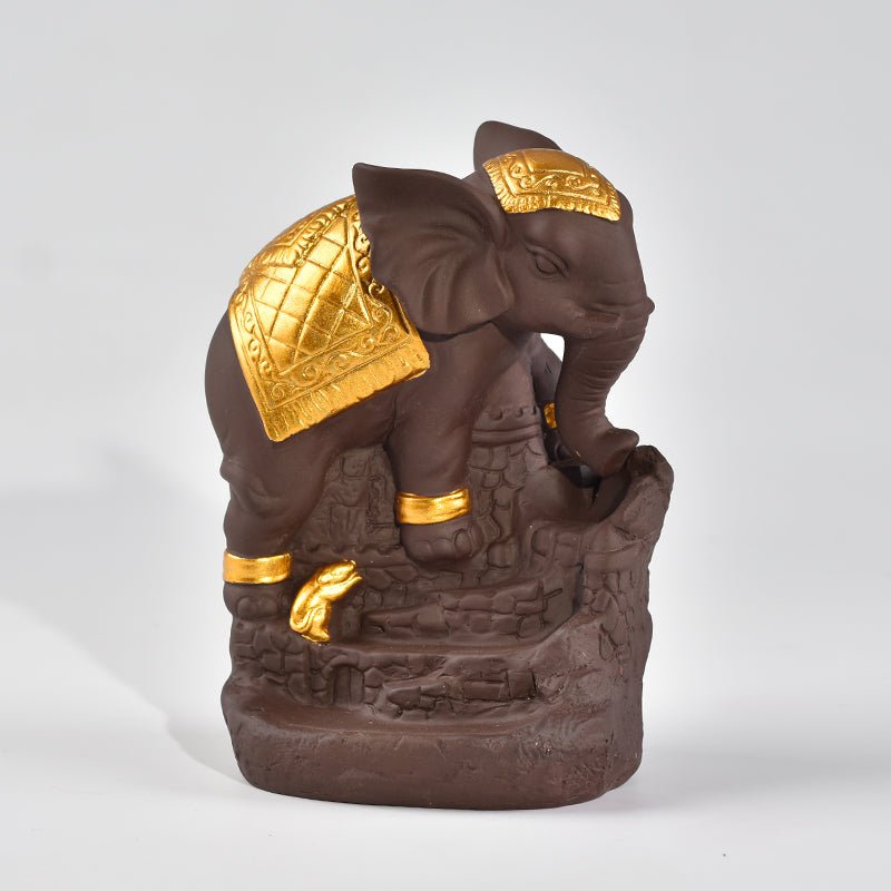 Ceramic Incense Burner "Wisdom of the Elephant" Gold