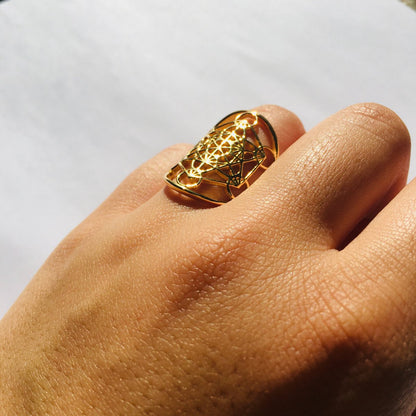 Metatron's cube ring "Power and consciousness" in gold plated or 925 silver