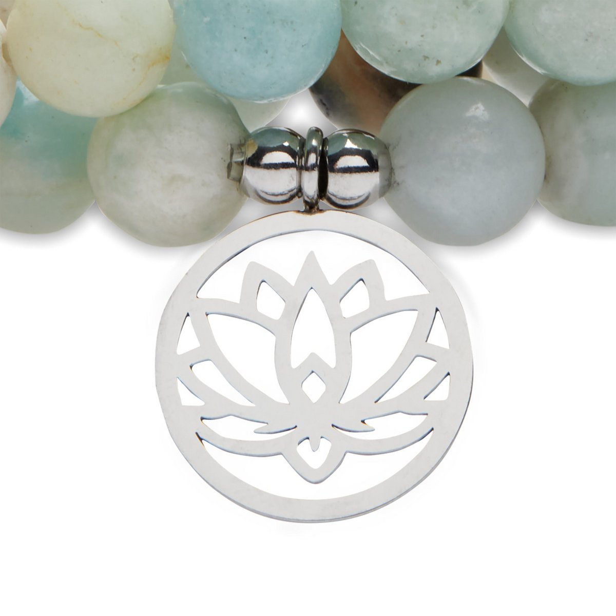 Bracelet Mala "Lotus" of 108 beads in Amazonite