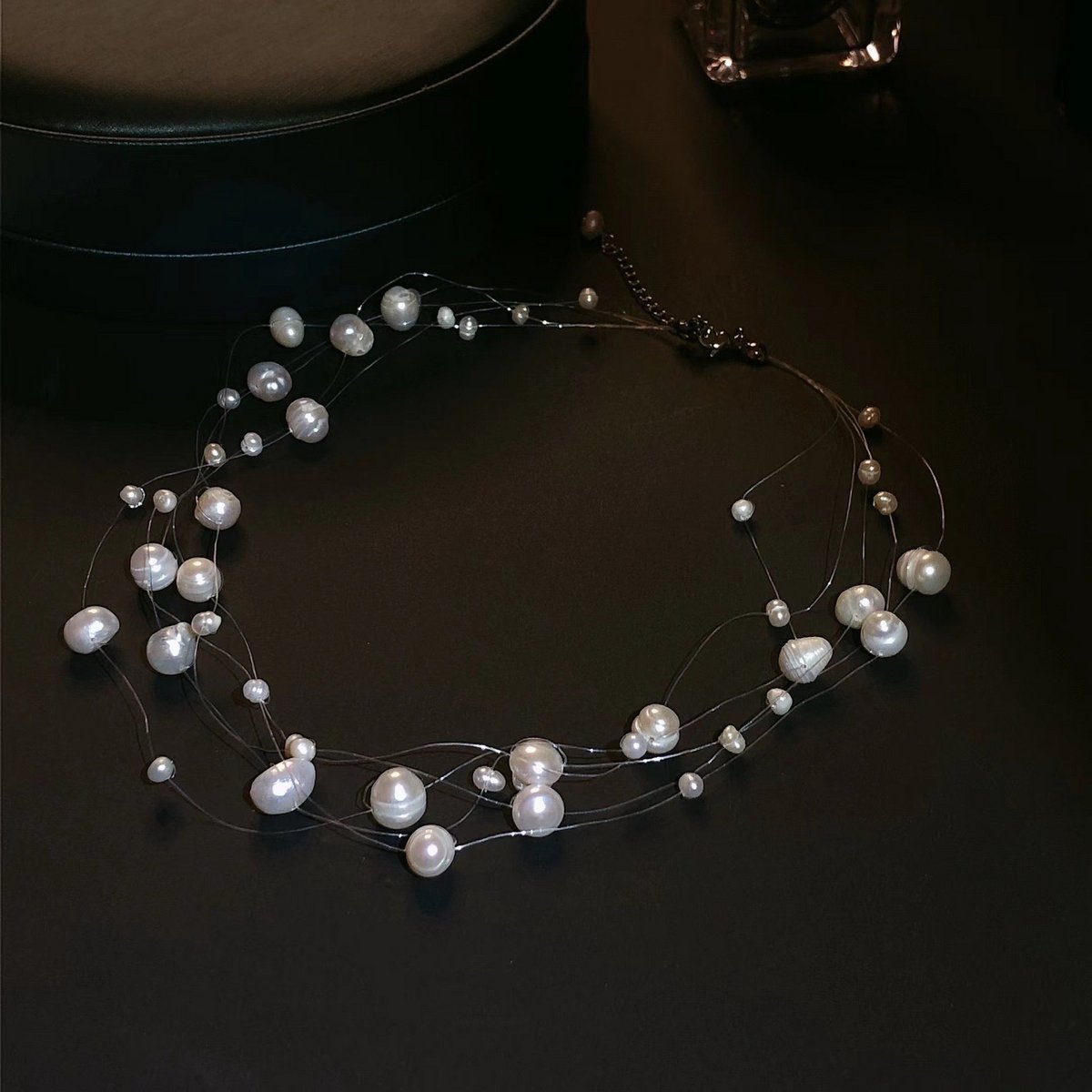 Freshwater pearl beads transparent line bridal choker