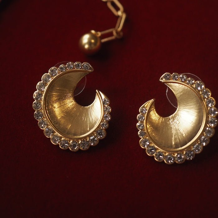 Trifari style dazzling moon earrings