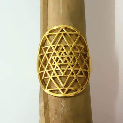 Sri Yantra-ring in 925 zilver of geel goud