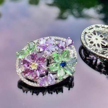 Sparkling gemstone earrings in waterlily design