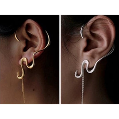 Chic wavy line large ear cuffs - one pair