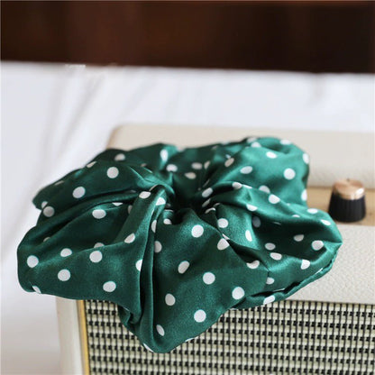 Polka Dot 100% Silk Hair Scrunchie - 6cm Wide