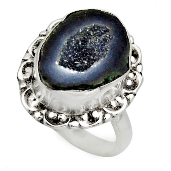 "Authenticiteitsring" in bruine geode en 925 zilver