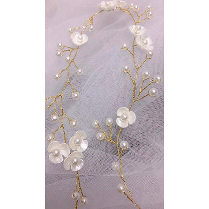 Romantic floral soft bridal hair vine