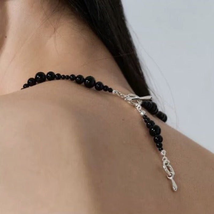 Minimalist Black Onyx Bead Necklace