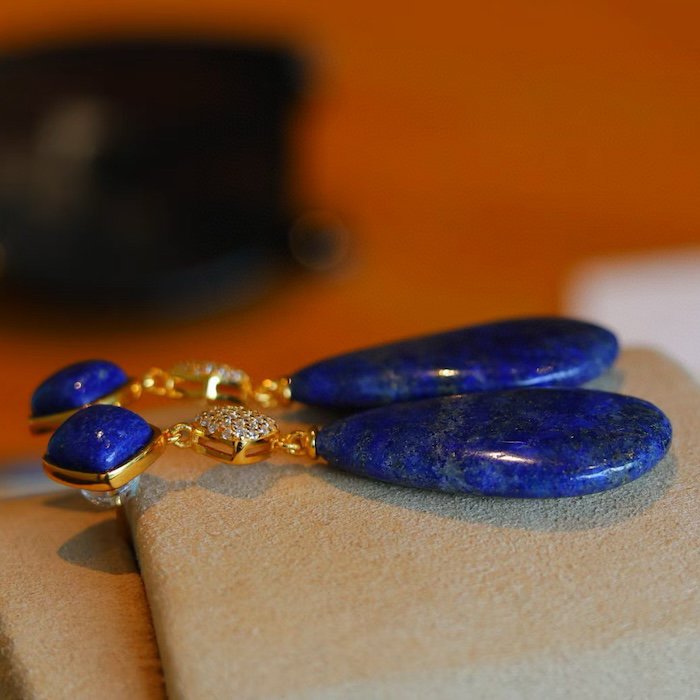 Dikke Lapis Lazuli Waterdrop oorbellen