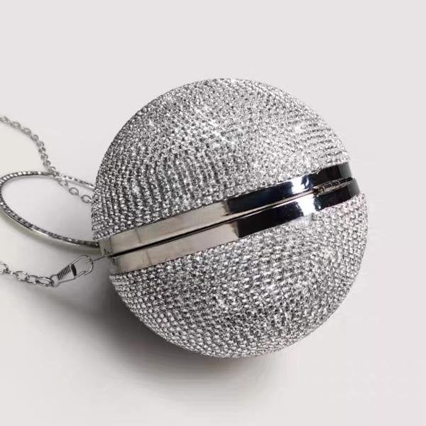 Luxury Ball Clutch-Bling Bling Diamonds-Gold and Silver