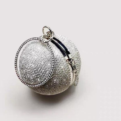 Luxury Ball Clutch-Bling Bling Diamonds-Gold and Silver