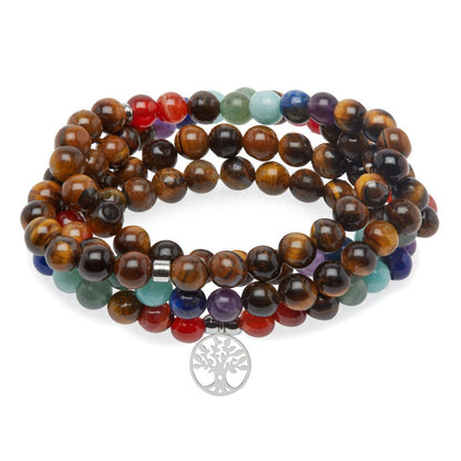 Tijgeroog Healing 7 Chakra's Mala Armband