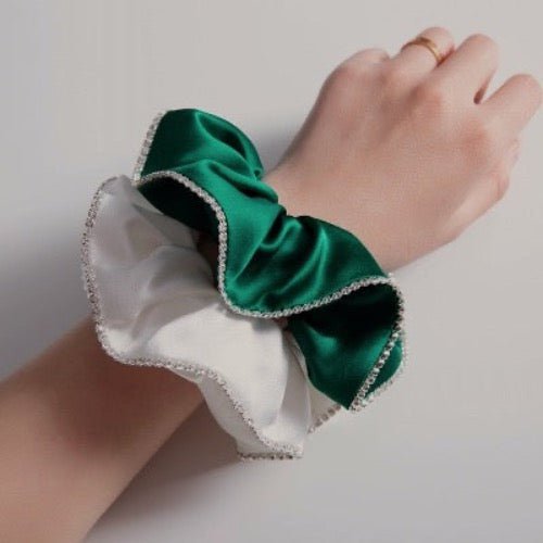 100% Silk Dazzling Hair Scrunchie - 19 Momme - Diamond Embellishment