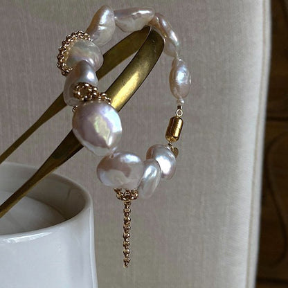 Unique Baroque Pearl Coin Bead Bracelet