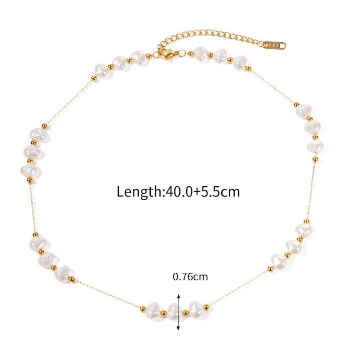 Timeless design pearl beads slim necklace