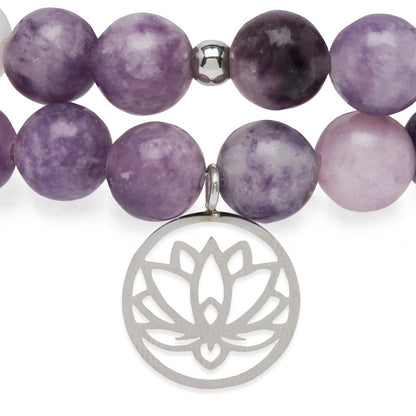 Double "Anti-Stress" Bracelet in Lepidolite and Serpentine