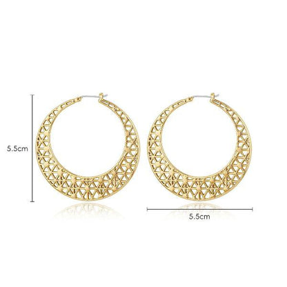 Moon Net - Oversized Gold Hoop Earrings