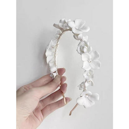 Romantic Ceramic Flower Bridal Headband