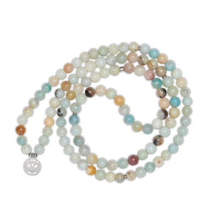 Bracelet Mala "Lotus" of 108 beads in Amazonite