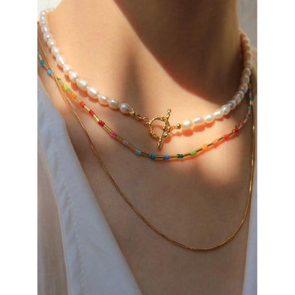 Timeless pearl bead necklace with OT clasp