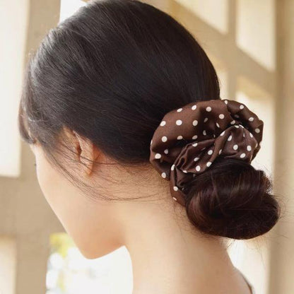 Polka Dot 100% Silk Hair Scrunchie - 6cm Wide