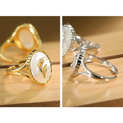 Timeless Mother of Pearl Tulip Rings