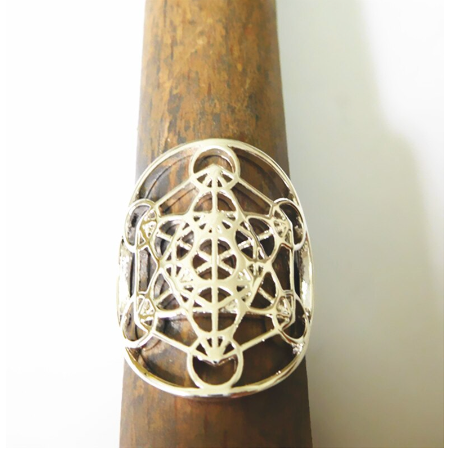 Metatron's cube ring "Power and consciousness" in gold plated or 925 silver