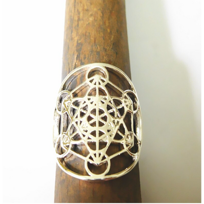 Metatron's cube ring "Power and consciousness" in gold plated or 925 silver