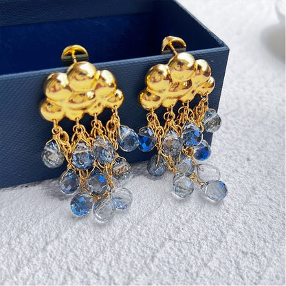 Cloud design blue stone earrings