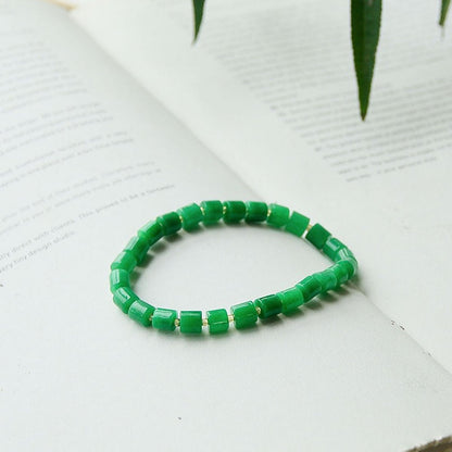 Minimalist Vibrant Green Jade Bead Bracelet - AAAA Quality