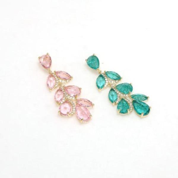 Princess style leaves large drop earrings