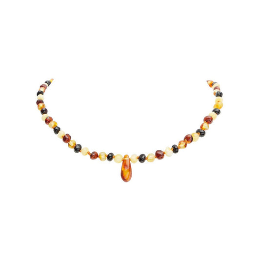 Baby necklace “Shades of the Earth” in Amber in 4 colors with pendant