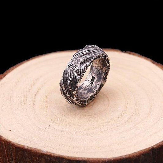 Vintage inspired rock ring - solid silver