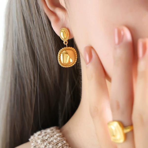 Modern Vintage Small Button Earrings