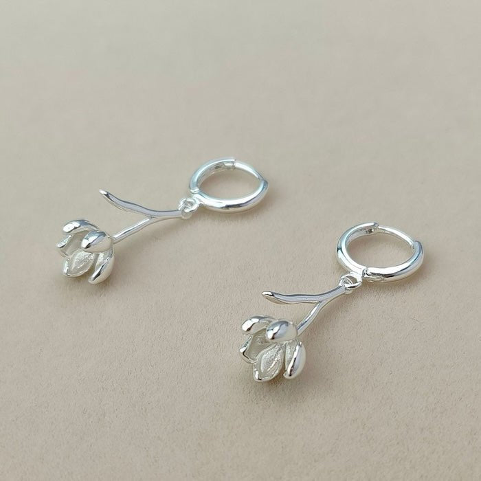 Minimalist tulip flower drop earrings