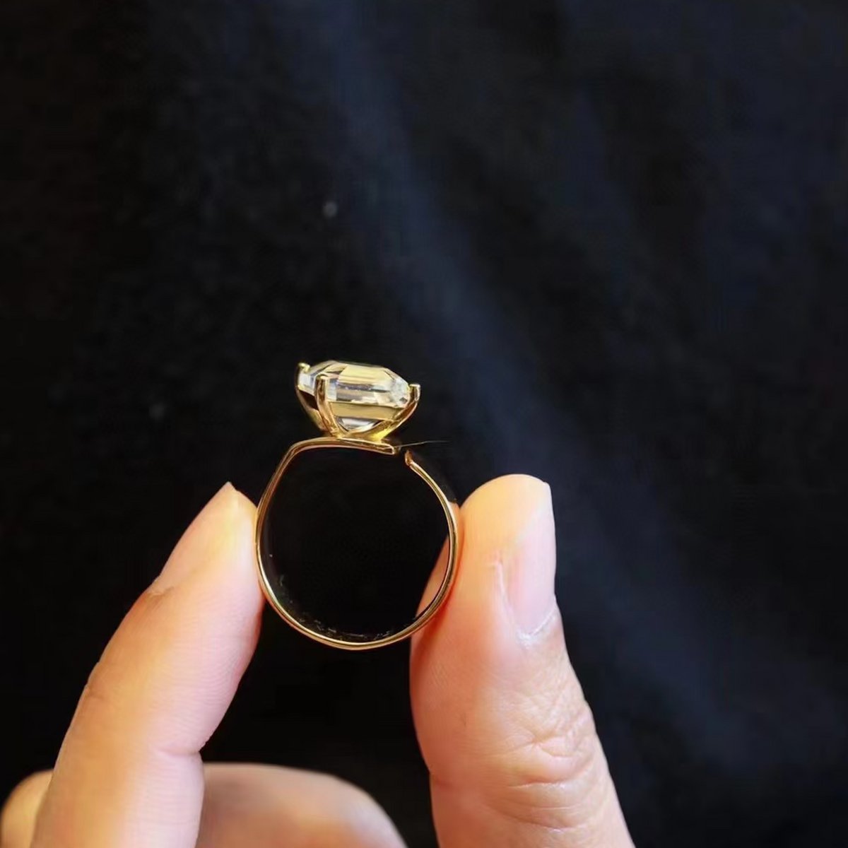 Helder kwartskristal goud vermeil statement ring-verstelbaar