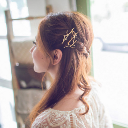 Vintage look tree branch hair clips