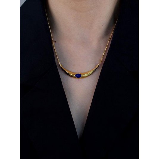 Geometrische ketting in Egyptische stijl-Lapis Lazuli en zwarte Spinel