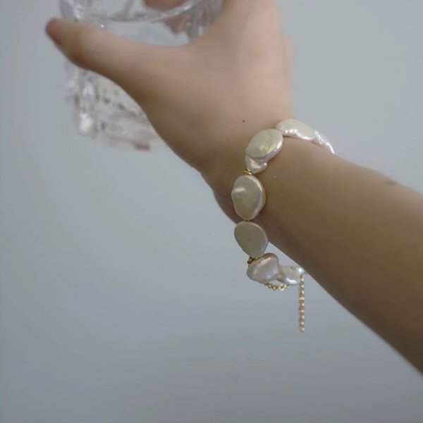 Unique Baroque Pearl Coin Bead Bracelet