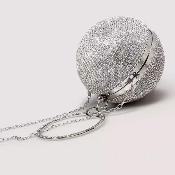 Luxury Ball Clutch-Bling Bling Diamonds-Gold and Silver