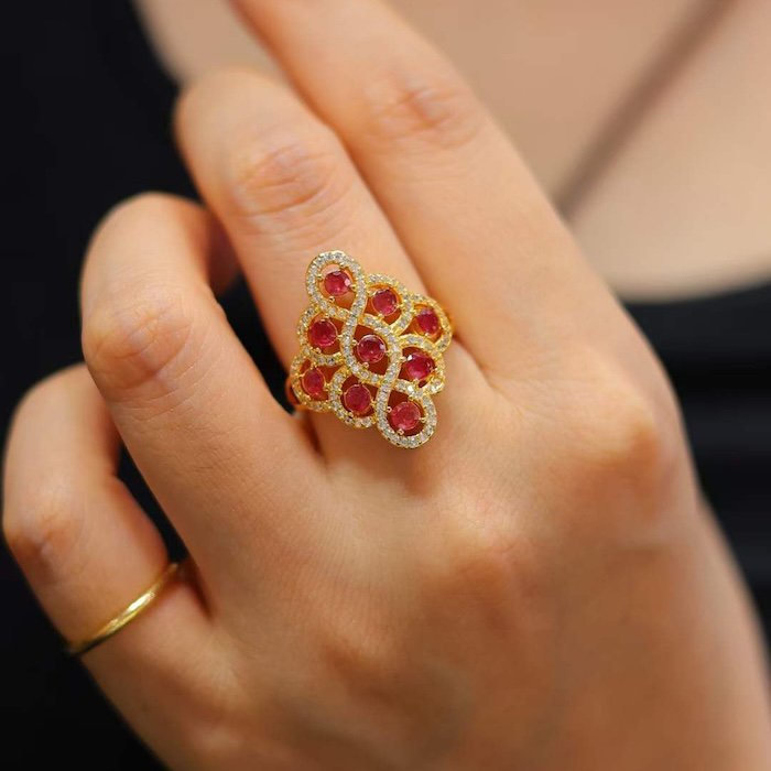 Echte Ruby Royal Frame Ring-verstelbaar