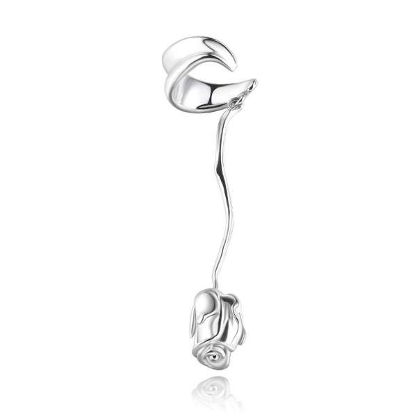 Romantic Silver Rose Ear Cuff - One Piece