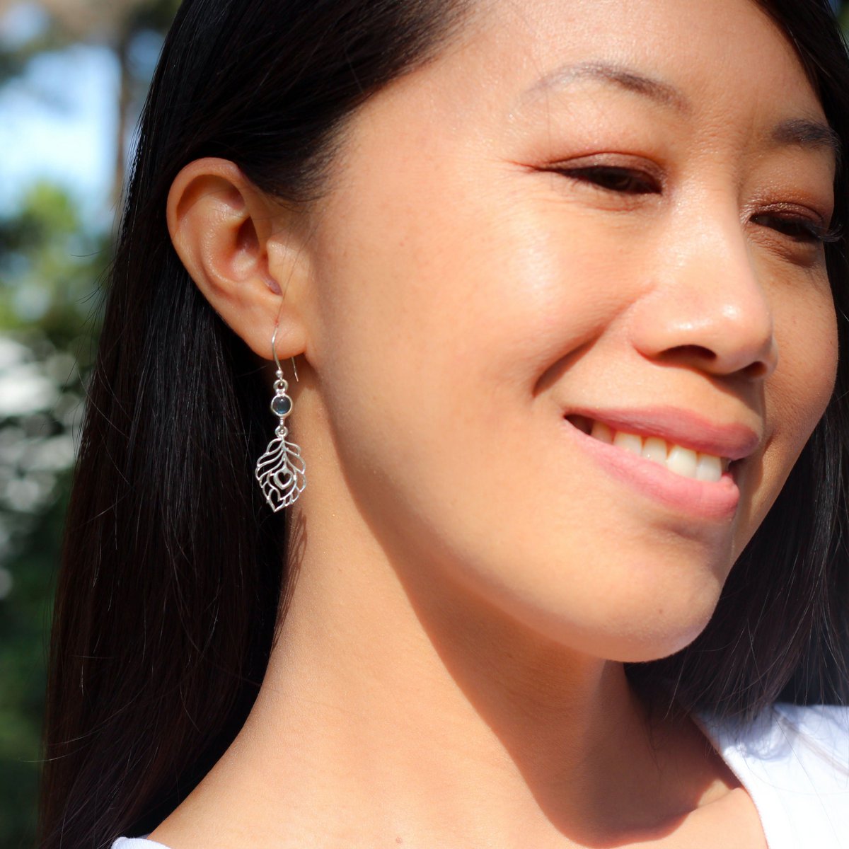 Earrings made of natural labradorite and 925 silver