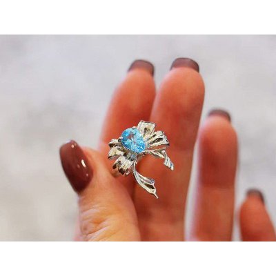 Butterfly Blue - Princess Style Blue Topaz Rings - Pear Shape - Adjustable