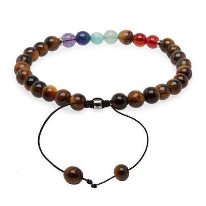 Children's bracelet 7 Chakras "Self-confidence" in Tiger's Eye